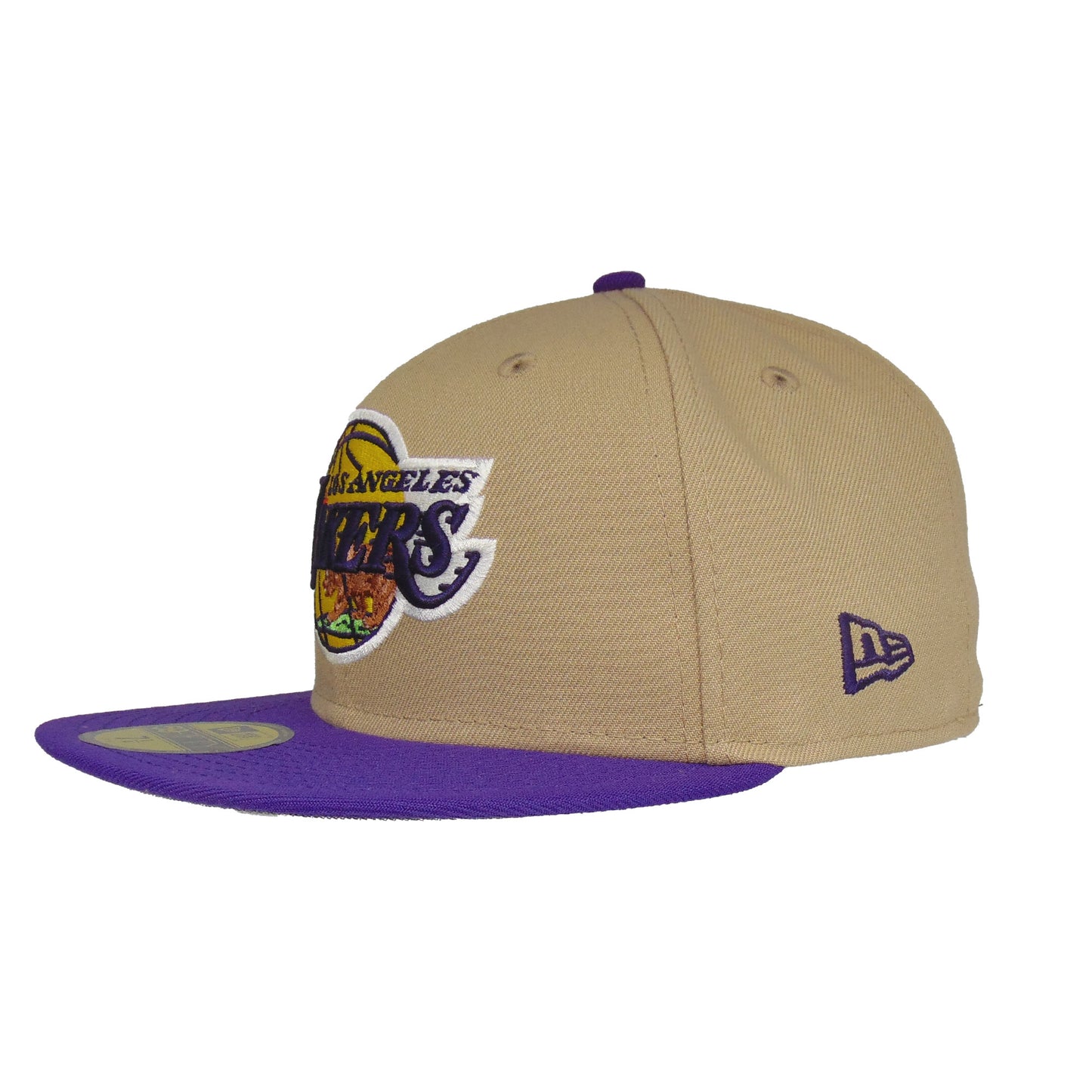 Los Angeles Lakers Custom New Era 59FIFTY Cap Camel Purple