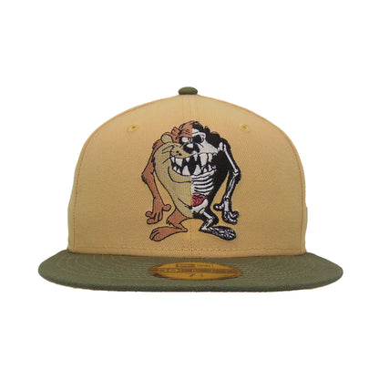 Custom Looney Tunes New Era 59FIFTY Cap TAZ Pecan Olive tan
olive Front View