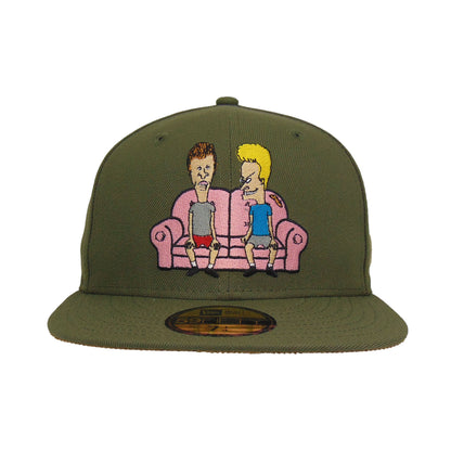 Beavis&Butthead Custom New Era 59FIFTY Cap olive olive
wheat Front View