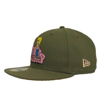Beavis&Butthead Custom New Era 59FIFTY Cap olive olive
wheat Side View