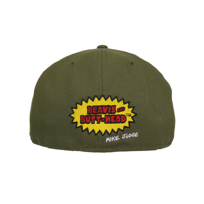 Beavis&Butthead Custom New Era 59FIFTY Cap olive olive
wheat Back View