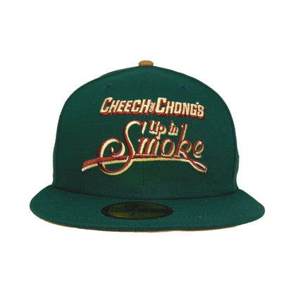 CHEECH & CHONG "Up in Smoke" Custom New Era 59FIFTY cap Dark Green dark green Front View