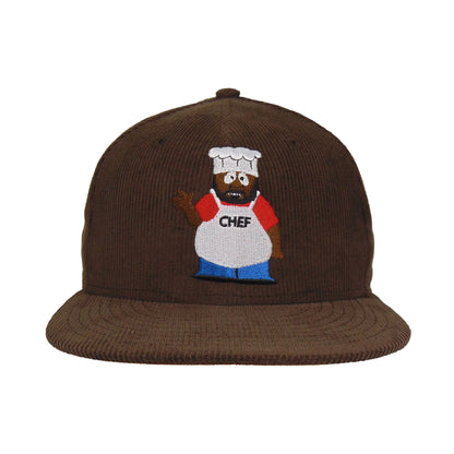 SOUTH PARK CHEF Custom New Era 59FIFTY cap Brown corduroy brown Front View