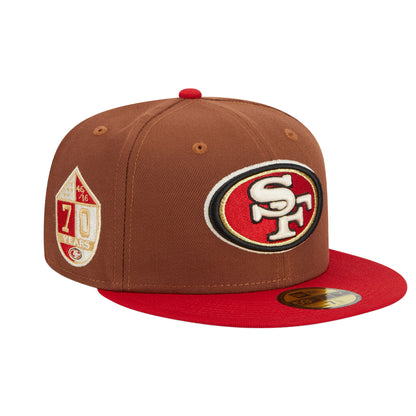 San Francisco 49ers New Era 59FIFTY Cap Harvest Pack brown
red Side View