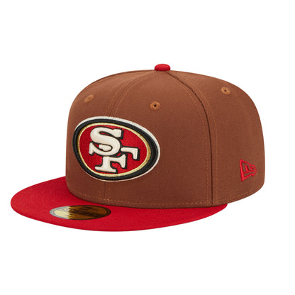 San Francisco 49ers New Era 59FIFTY Cap Harvest Pack brown
red Back View