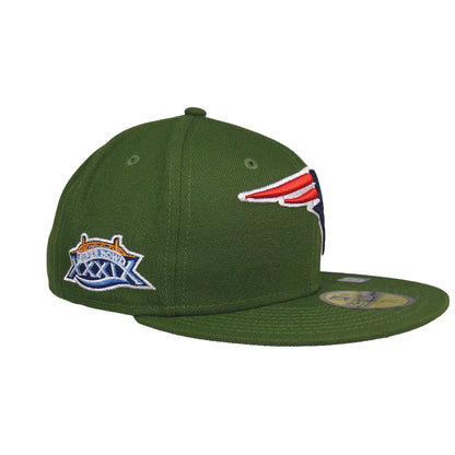 New England Patriots 59FIFTY New Era Cap Rifle Green SBXXIX olive Side View