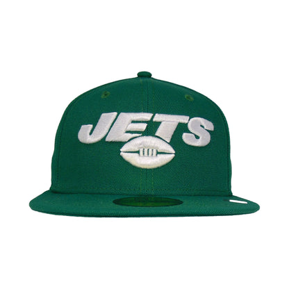 New York Jets Custom New Era 59FIFTY Cap vntg green green Front View