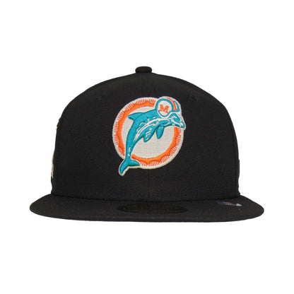 Miami Dolphins Custom New Era 59FIFTY Cap 40th black black Front View