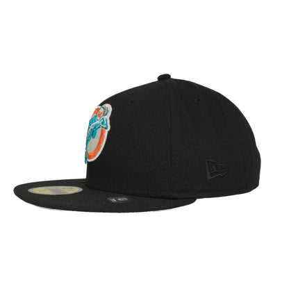 Miami Dolphins Custom New Era 59FIFTY Cap 40th black black Back View
