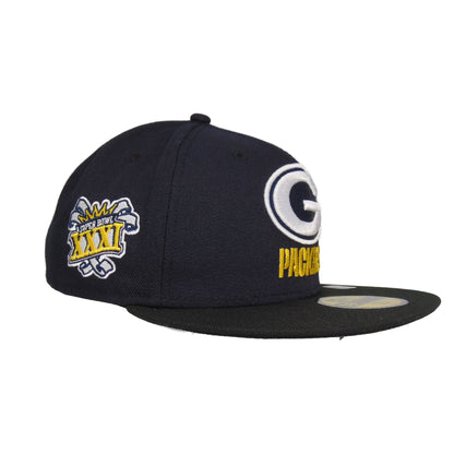 Green Bay Packers Custom New Era 59FIFTY Cap SB31 navy
black  Side View
