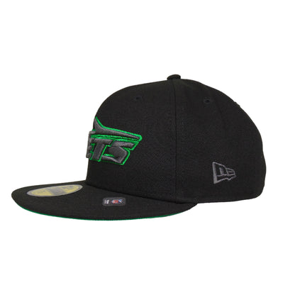 New York Jets Custom New Era 59FIFTY Cap Black Metallic black Side View