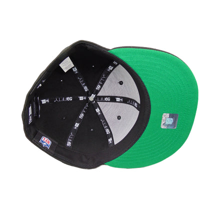 New York Jets Custom New Era 59FIFTY Cap Black Metallic black Undervisor View