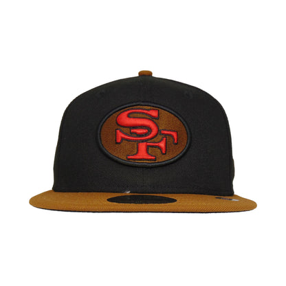 San Francisco 49ers Custom New Era 59FIFTY Cap black black 
peanut Front View