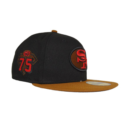 San Francisco 49ers Custom New Era 59FIFTY Cap black black 
peanut Side View