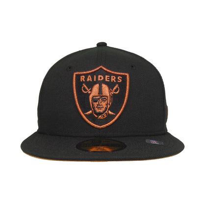 Las Vegas Raiders Custom New Era 59FIFTY Cap Black Copper black Front View