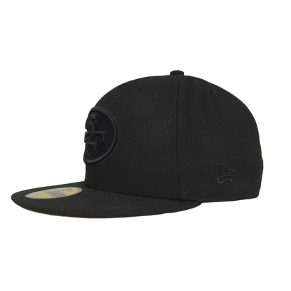 San Francisco 49ers Custom New Era 59FIFTY Cap black on black black 
khaki Side View