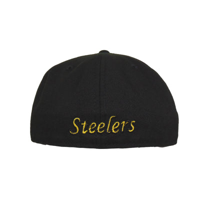 Pittsburgh Steelers Custom New Era 59FIFTY Cap Black Yellow black Back View