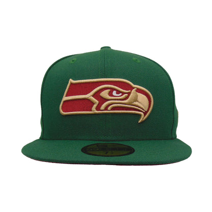 Seattle Seahawks Custom New Era 59FIFTY Cap dark Green green Front View
