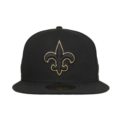 New Orleans Saints Custom New Era 59FIFTY Cap Black Gold black Front View
