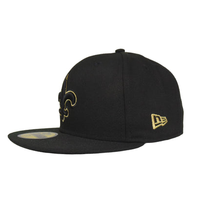 New Orleans Saints Custom New Era 59FIFTY Cap Black Gold black Side View