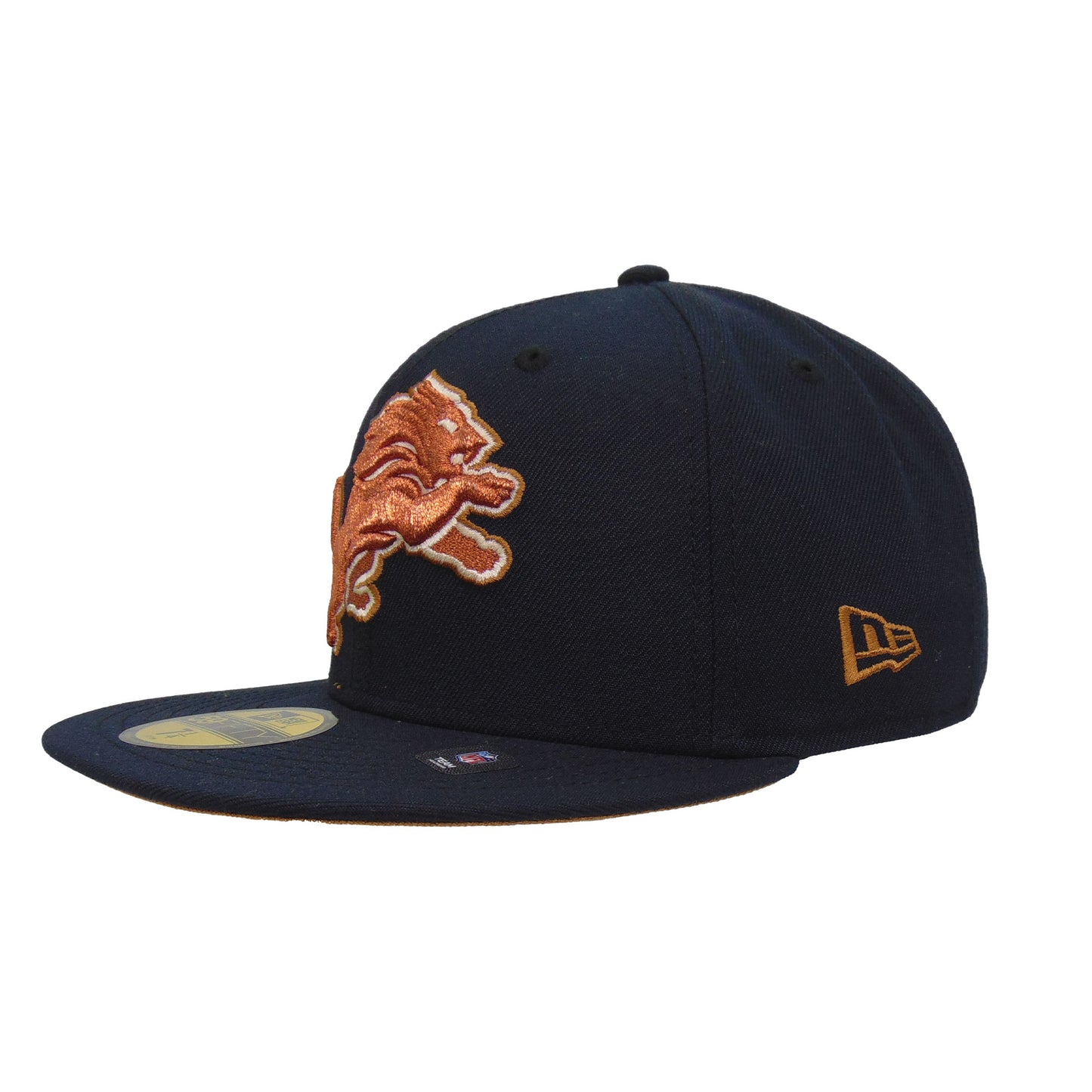 Detroit Lions Custom New Era 59FIFTY Cap Navy Copper