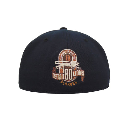 Detroit Lions Custom New Era 59FIFTY Cap Navy Copper navy Back View
