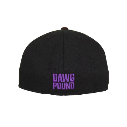 Cleveland Browns Custom New Era 59FIFTY Cap Black Dawg black 
brown Back View