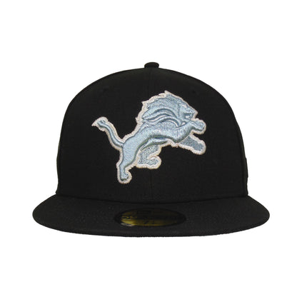 Detroit Lions Custom New Era 59FIFTY Cap black black Front View