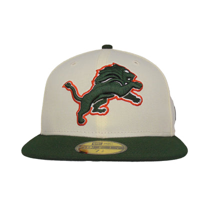 Detroit Lions Custom New Era 59FIFTY Cap Chrome Green chrome
dark green Front View