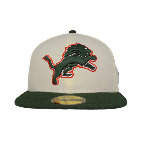 Detroit Lions Custom New Era 59FIFTY Cap Chrome Dk Green