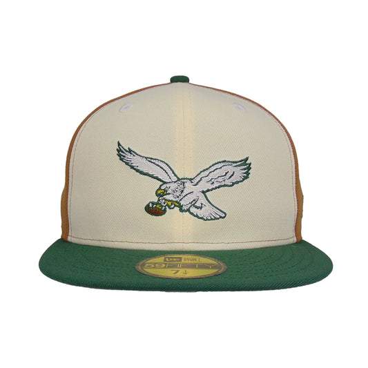 Philadelphia Eagles Custom New Era 59FIFTY Cap Bronze Chrome Green