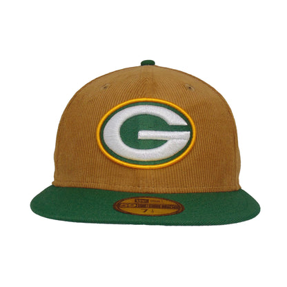 Green Bay Packers Custom New Era 59FIFTY Cap Wheat Corduroy green
dark green Front View