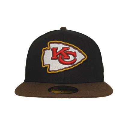 Kansas City Chiefs Custom New Era 59FIFTY Cap Black Brown black 
brown Front View