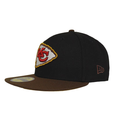 Kansas City Chiefs Custom New Era 59FIFTY Cap Black Brown black 
brown Side View
