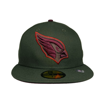 Arizona Cardinals Custom New Era 59FIFTY Cap Dark Seaweed dark green
maroon Front View