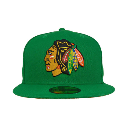Chicago Blackhawks Custom New Era 59FIFTY Cap Kelly Green green Front View