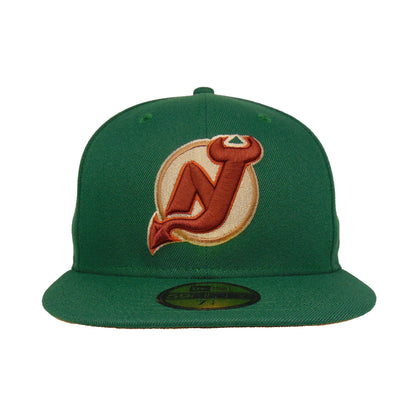 New Jersey Devils Custom New Era 59FIFTY Cap Green green Front View