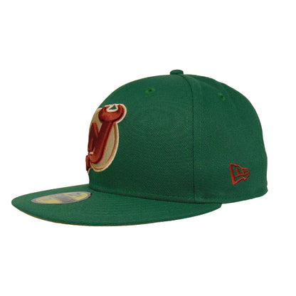 New Jersey Devils Custom New Era 59FIFTY Cap Green green Side View