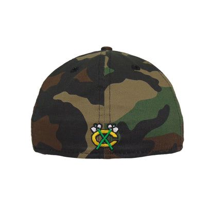 Chicago Blackhawks Custom New Era 59FIFTY Cap Woodland Camo Woodland Camo Back View
