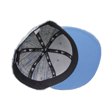 Chicago Blackhawks Custom New Era 59FIFTY Cap distressed Denim light blue Undervisor View