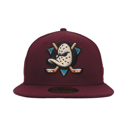 Anaheim Ducks Custom New Era 59FIFTY Cap Maroon maroon Front View