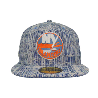New York Islanders Custom New Era 59FIFTY Cap distressed denim blue Front View