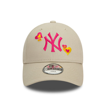 New York Yankees Child 9FORTY New Era Cap Strap back hearts stone Front View