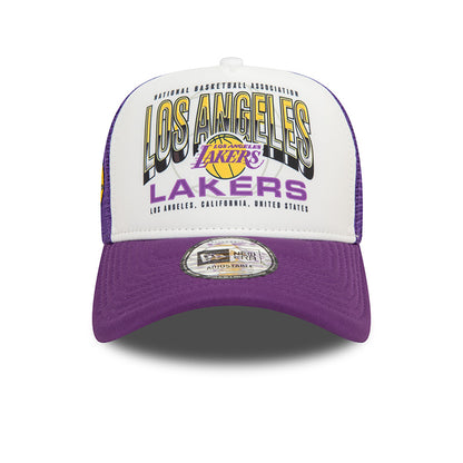 Los Angeles Lakers New Era Trucker Cap Purple dark grey Front View