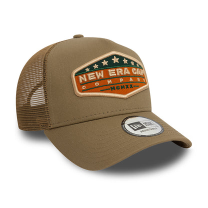 New Era Trucker Cap Adjustable Khaki Patch khaki Side View