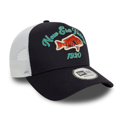 New Era Fishing Trucker Cap Adjustable Red Snapper navy
white Side View