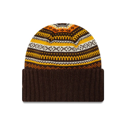 Womens New Era Fair Isle Cuff Knit Beanie brown dark brown Side View
