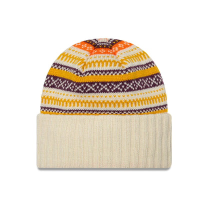 Womens New Era Fair Isle Cuff Knit Beanie beige beige Side View