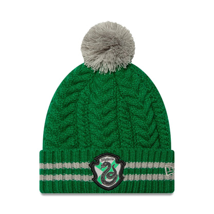 YOUTH New Era Harry Potter Pom Beanie Slytherin green
grey Front View