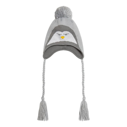 CHILD New Era Trapper Beanie Penguin grey Back View